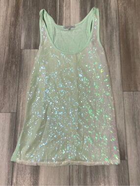 Y2K Charlotte Russe festival Iridescent Sequin Mint Tank Top size XS